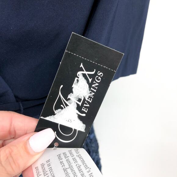 ALEX EVENINGS Tea-Length Soutache Dress 12 PETITE Navy Blue Tie Belt NWT - Picture 8 of 10